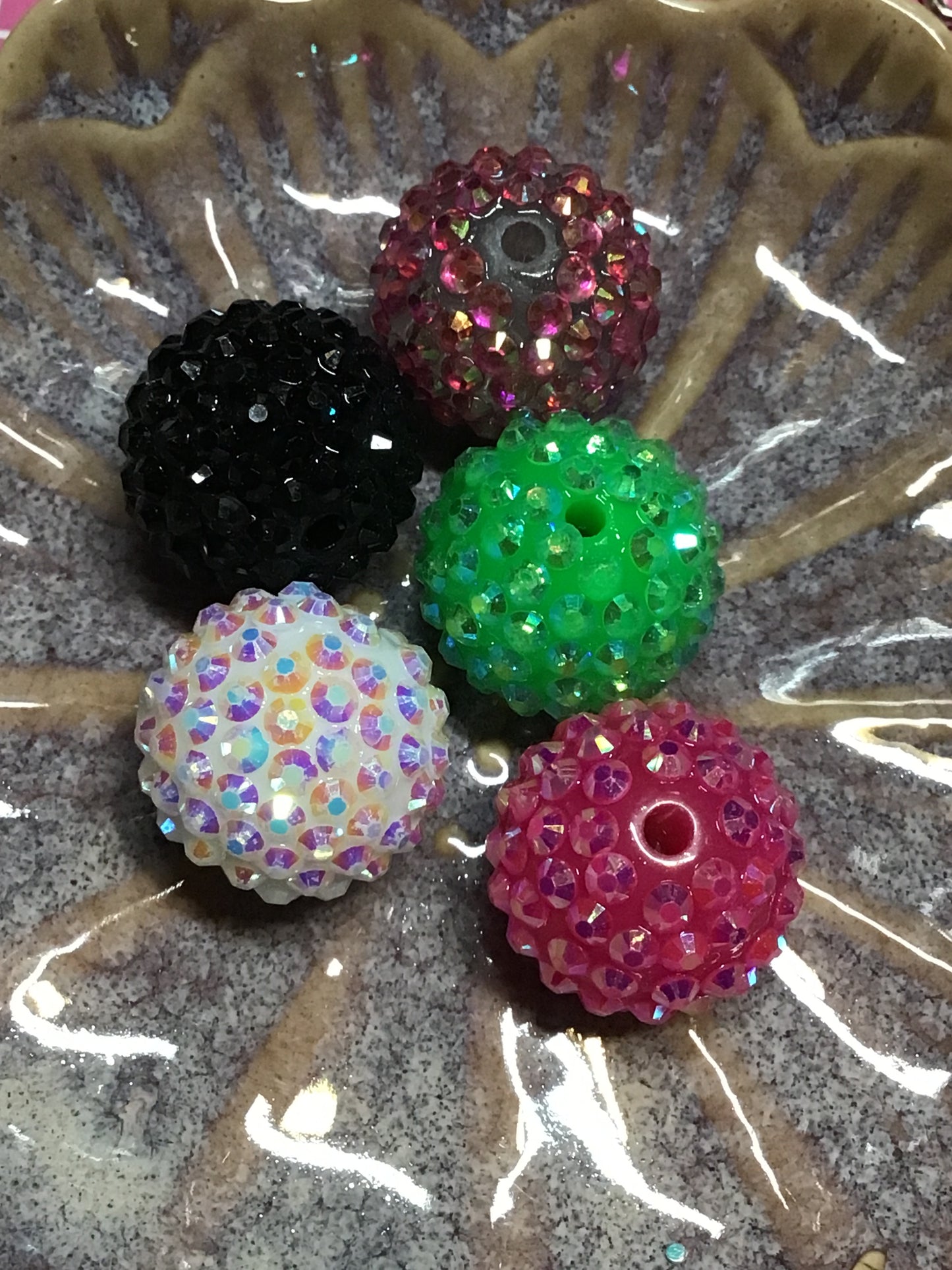 20mm Rhinestone Acrylic beads (5 pieces)