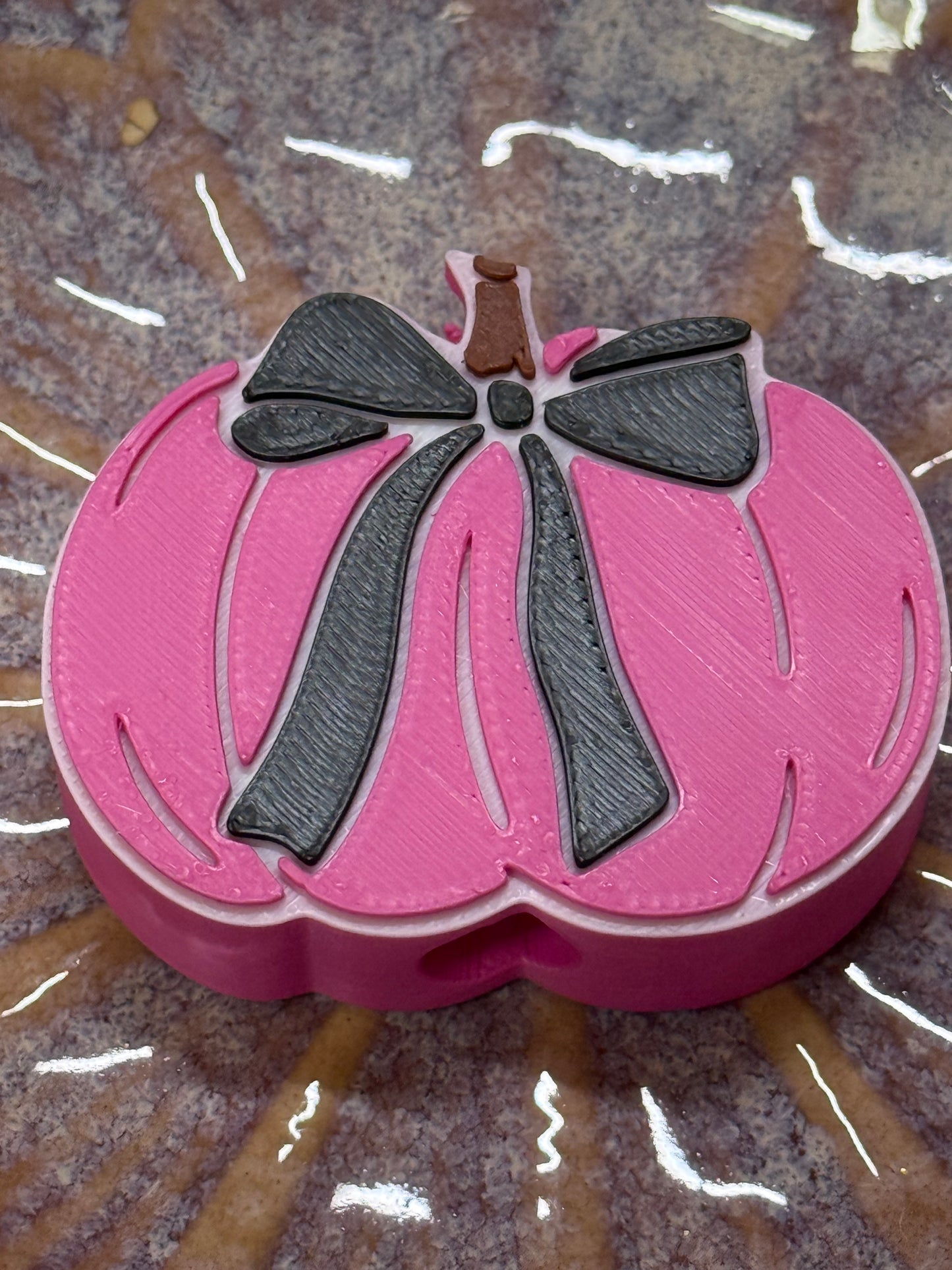 Pink pumpkin straw topper