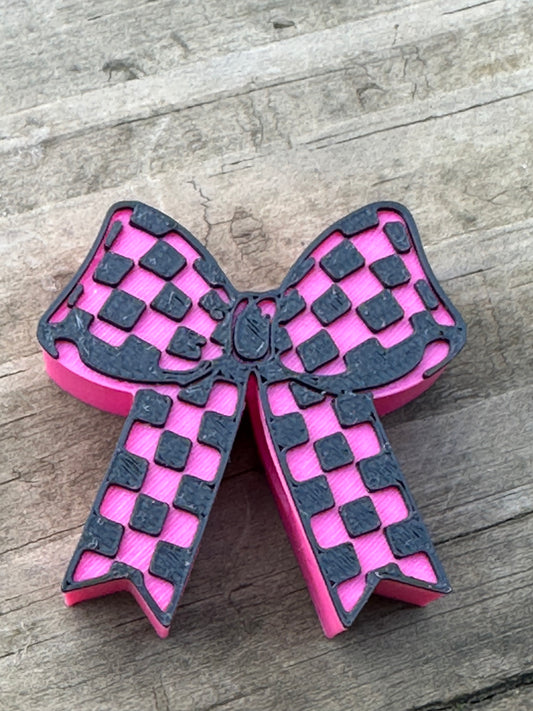 Hot Pink bow straw topper