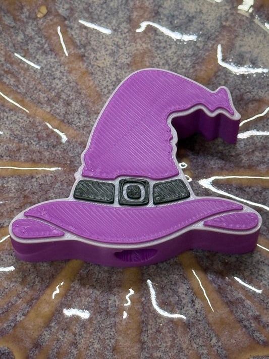 Purple witch hat straw topper